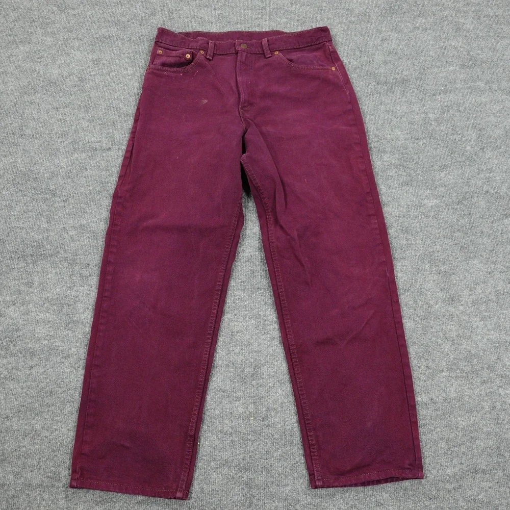 Vintage Levi's 554 Jeans Mens 34x30 Purple Straight Leg Made in USA Plum 90s